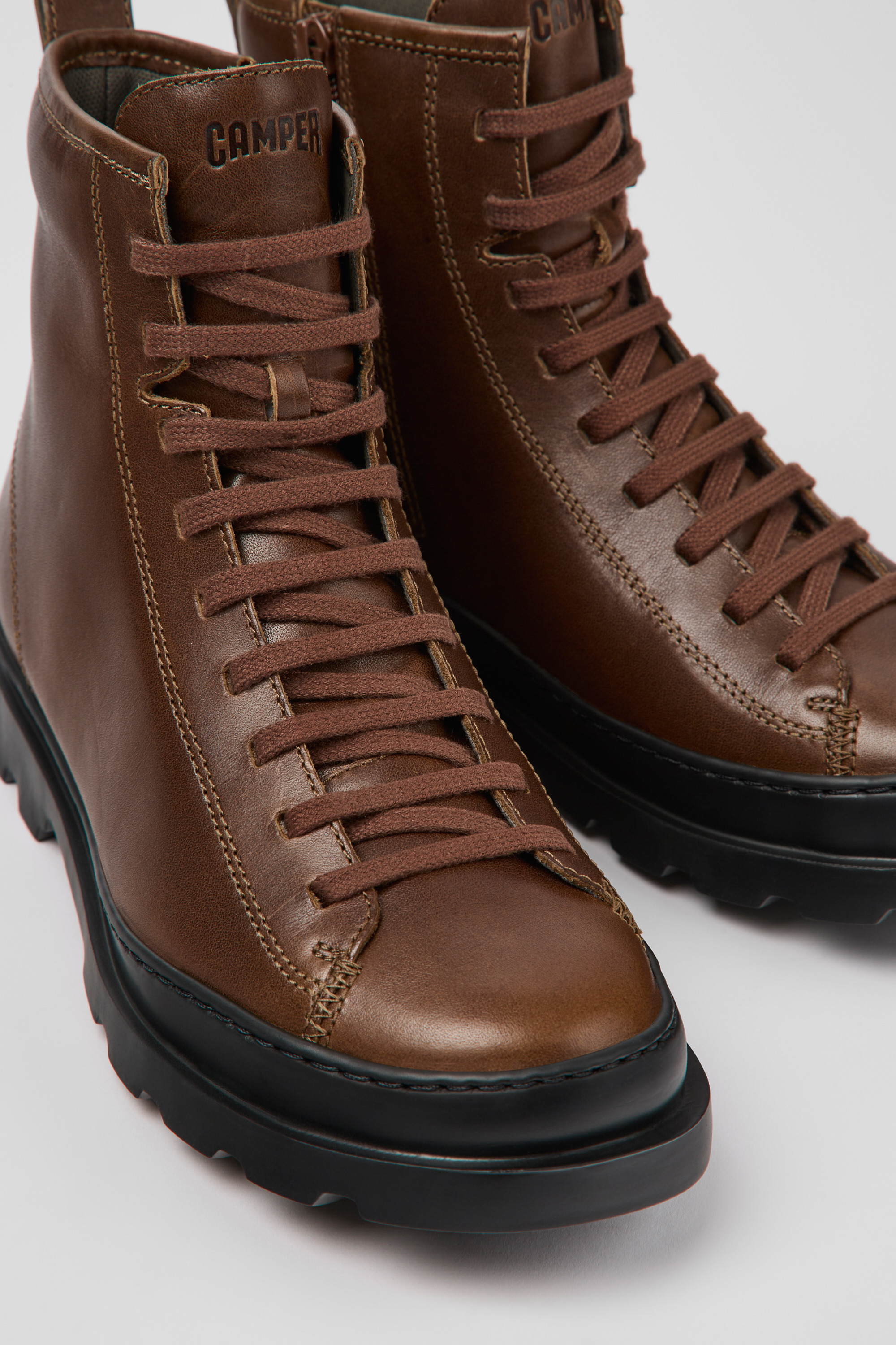 Brutus - Brown lace-up boots for women