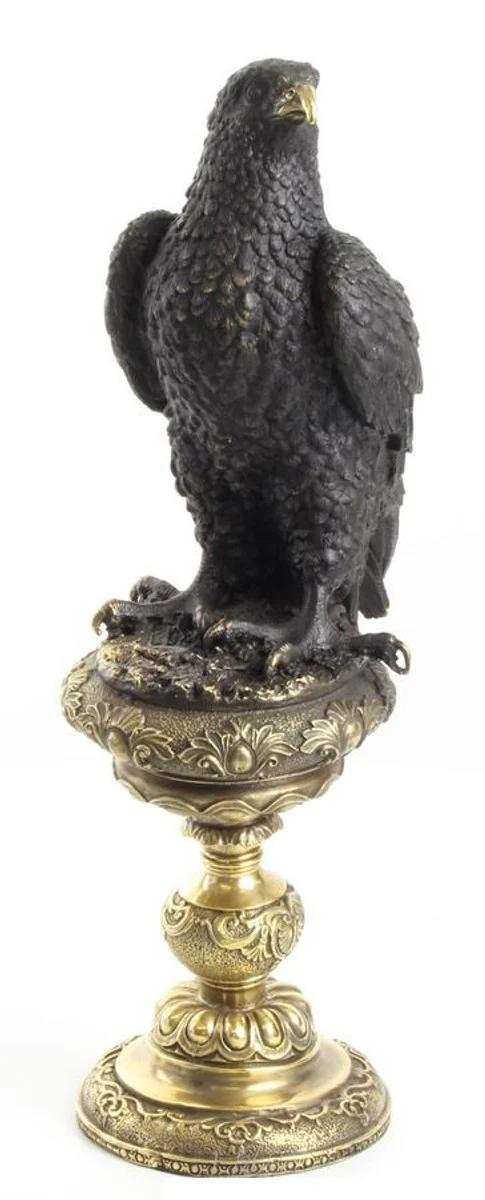 Casa Padrino figura de bronce águila negro / oro 13,3 x 18,9 x H 42,6 cm - Decoración de Lujo