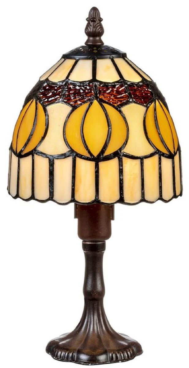 Casa Padrino lámpara de taburete Tiffany de lujo multicolor Ø 15 x A. 29 cm - Lámpara de escritorio Tiffany redonda - Lámpara de mesa Tiffany - Interior de lujo - Luces de lujo - Luces Tiffany