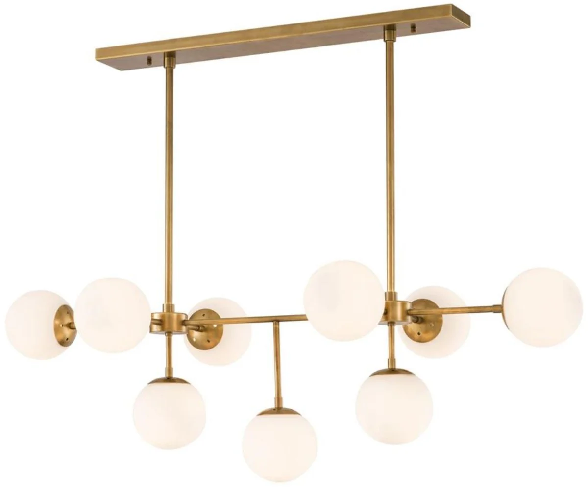 Casa Padrino araña de lujo latón antiguo / blanco 130 x 60 x H. 40 cm - Muebles de Lujo