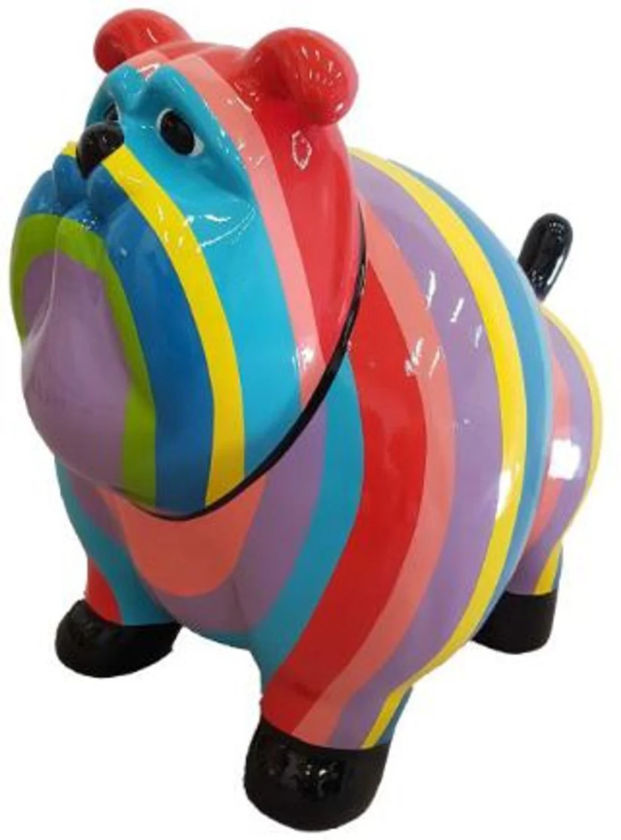 Casa Padrino figura decorativa de diseño perro viejo colorido a rayas 75 x A. 63 cm - Escultura decorativa resistente a la intemperie - Decoración de Sala de Estar