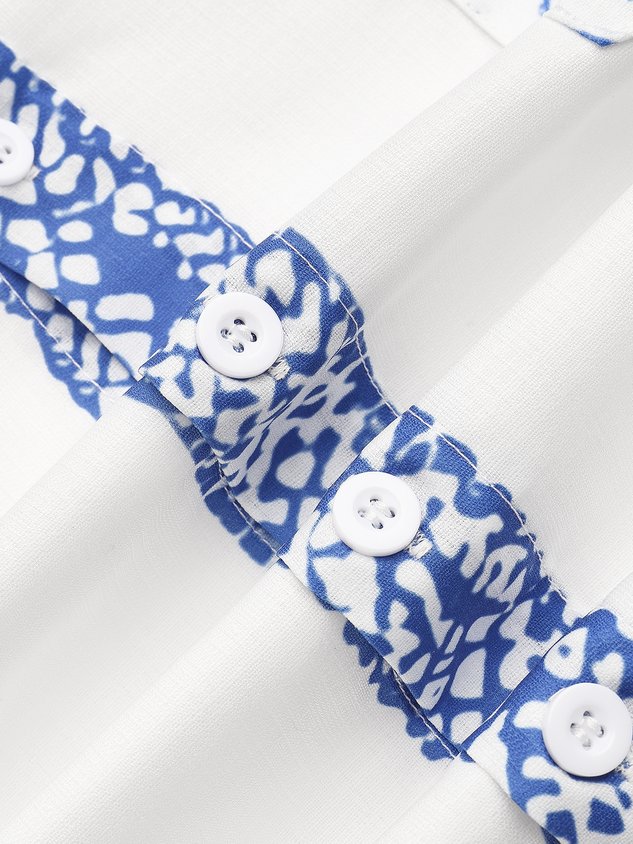 Floral Contrast Chest Pocket Long Sleeve Shirt