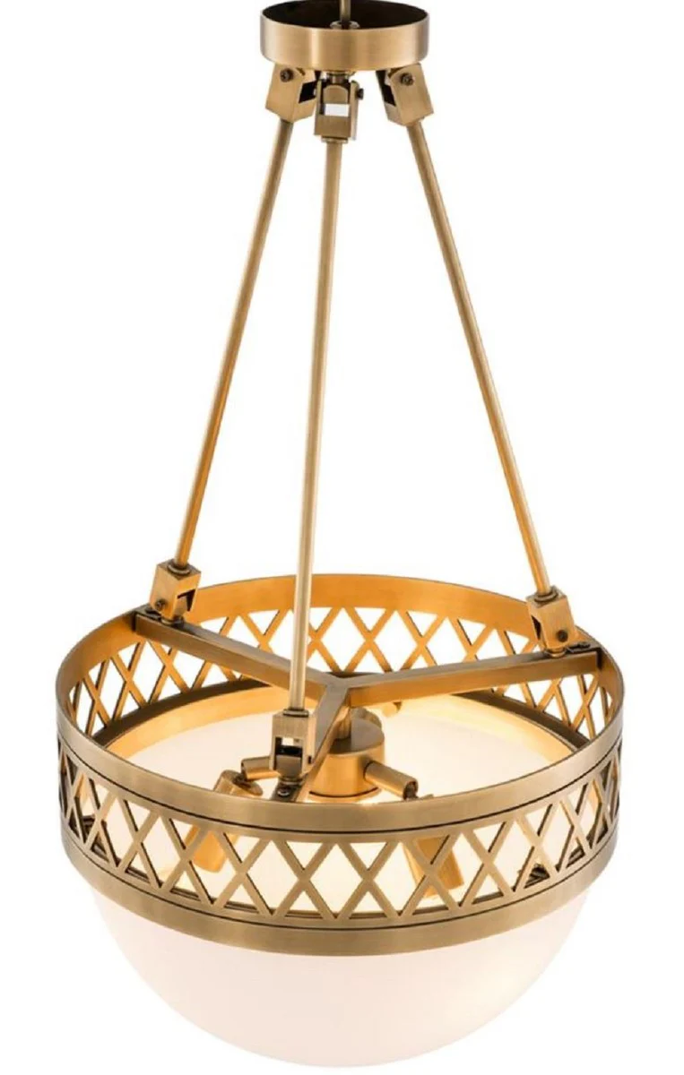 Casa Padrino araña de lujo de latón antiguo / blanco Ø 36 x H. 67,5 cm - Calidad de Lujo