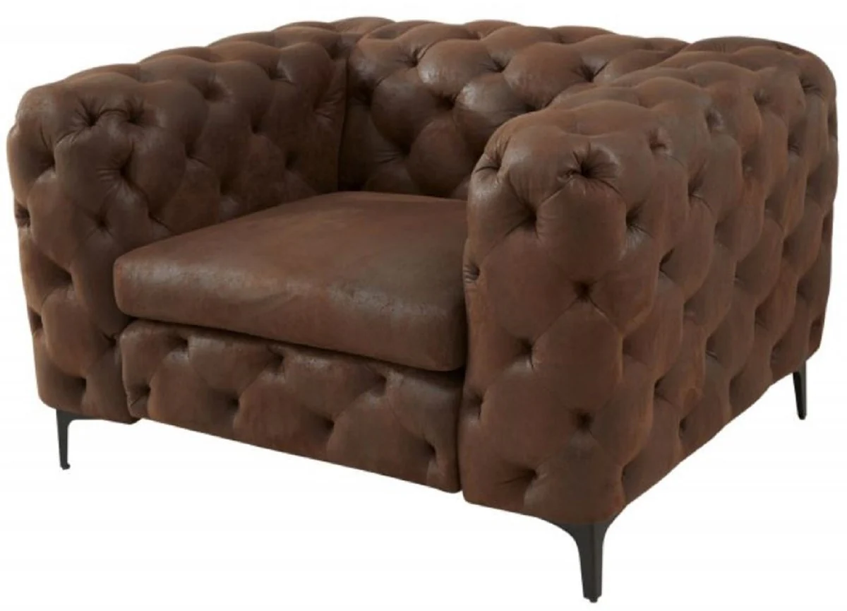 Casa Padrino sill¨®n de sal¨®n Chesterfield marr¨®n antiguo 120 x 100 x A. 70 cm - Muebles de Sal¨®n Chesterfield