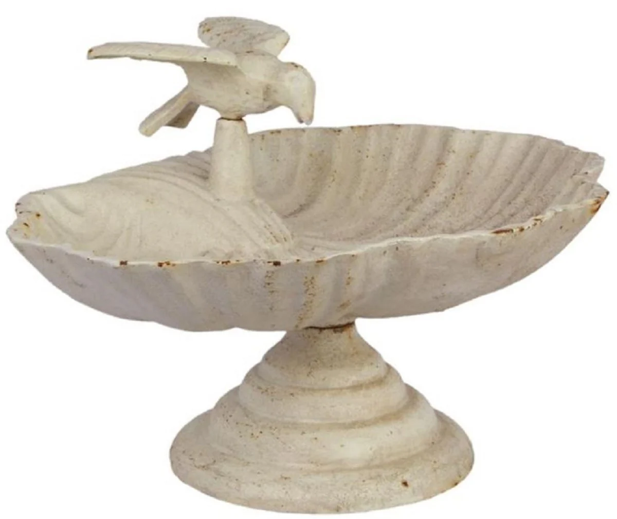 Casa Padrino baño de pájaros Art Nouveau con pájaro decorativo blanco antiguo 33,5 x 26,5 x A. 21 cm - Decoración de Jardín Barroco y Art Nouveau