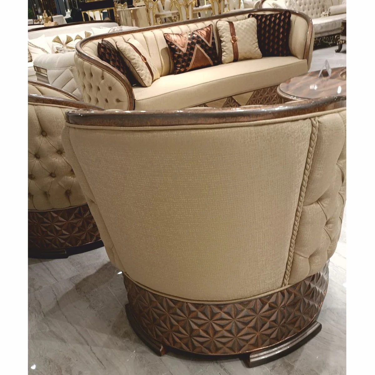 Casa Padrino sill¨®n Art Deco de lujo oro / cobre / gris - Muebles de sal¨®n