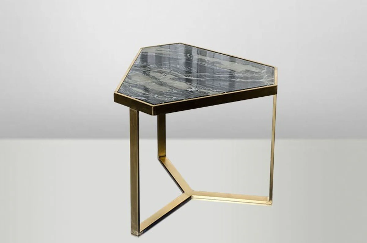 Casa Padrino Art Deco Side Table Gold metal / marble 55 x 47 cm Art Nouveau table - Furniture flower stand
