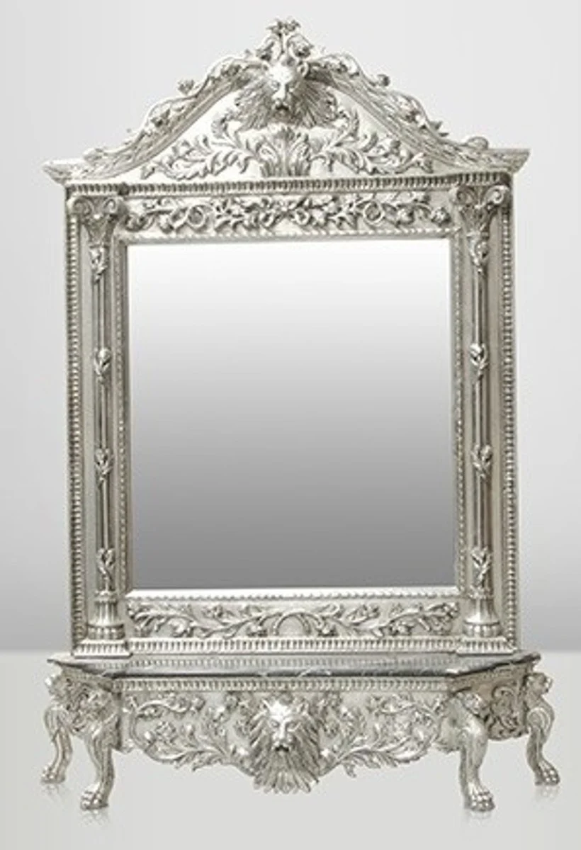 Casa Padrino luxury baroque mirror console silver Lion - Luxury living room furniture console with mirror