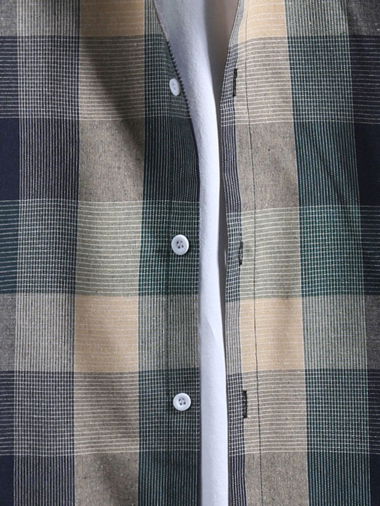 Contrast Hoodie Plaid Shirt