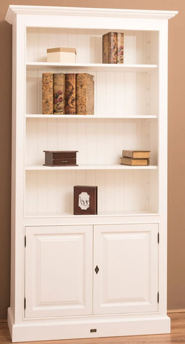 Casa Padrino gabinete de libros / armario estanter¨ªa de estilo campestre blanco 110 x 39 x H. 210 cm - Armario de Sala de Estar con 2 Puertas