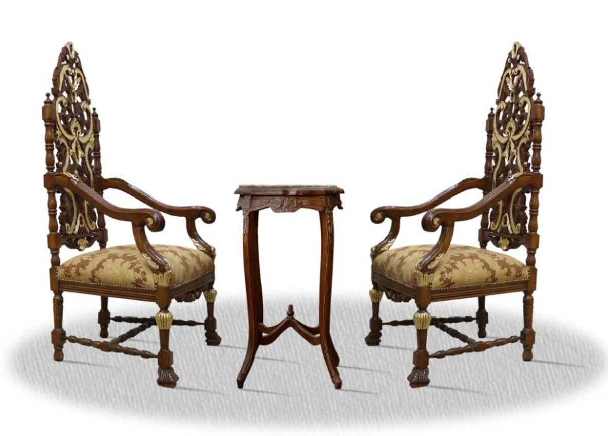 Casa Padrino barroco silla trono establecido con mesa auxiliar - Edici¨®n de Lujo