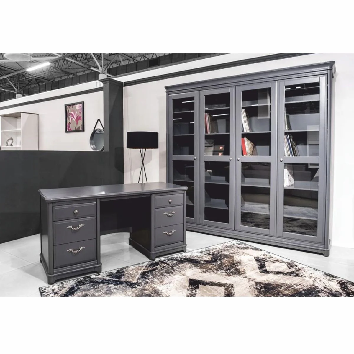 Casa Padrino escritorio de estilo campestre gris 155,8 cm - Muebles de oficina de estilo campestre
