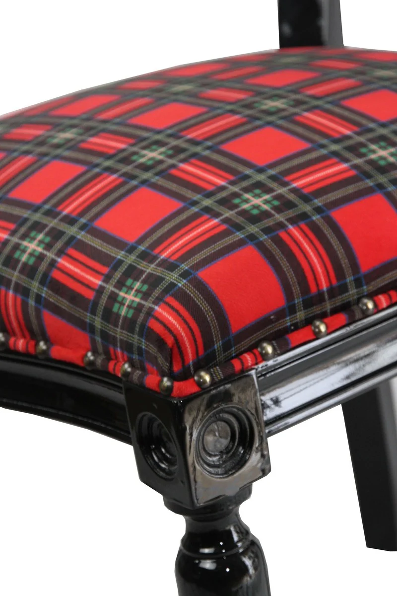 Casa Padrino barroco de lujo silla de comedor sin brazos Escocia Karo / Mujer Negro - Silla del dise?ador - Edici¨®n Limitada