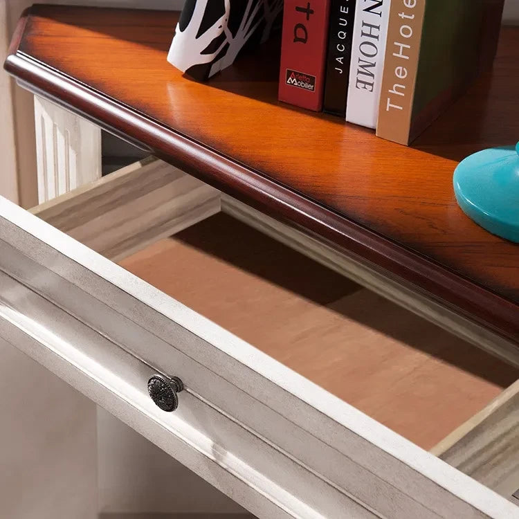 Farmhouse Corner Accent Cabinet Distressed Triangle Cabinet with Doors White