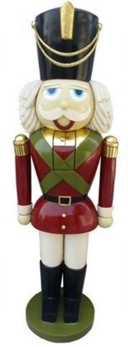 Casa Padrino escultura decorativa de lujo cascanueces rojo / multicolor / verde A. 180 cm - Figura decorativa navideña - Escultura decorativa XXL - Figura decorativa XXL - Escultura navideña XXL