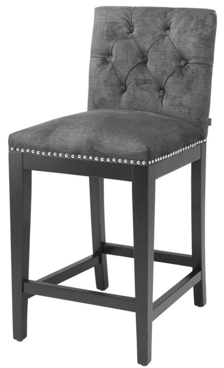 Casa Padrino silla de bar gris oscuro / negro 45,5 x 54 x H. 101 cm - hotel restaurante club de muebles