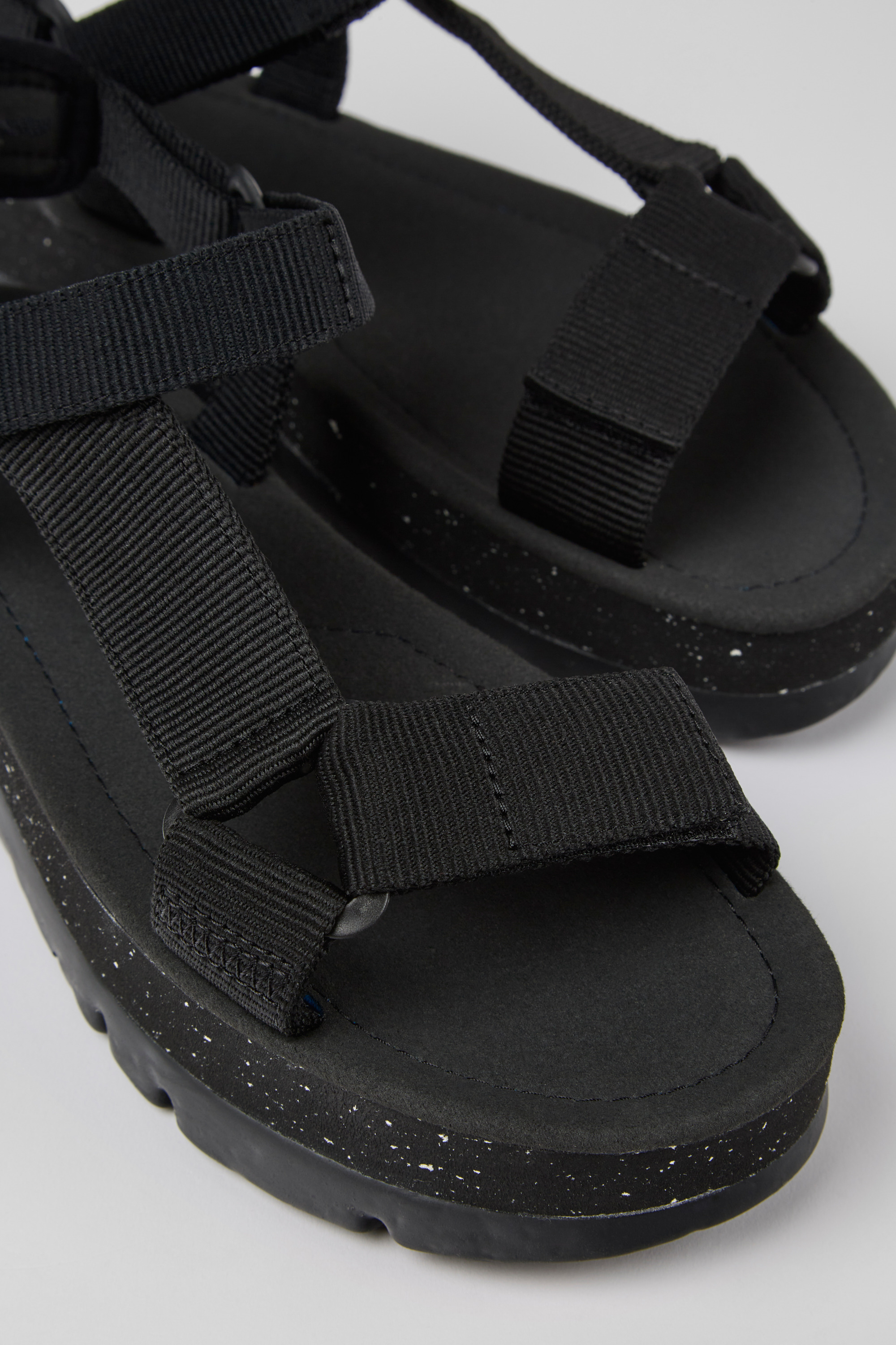 Oruga Up - Black recycled PET sandals for women