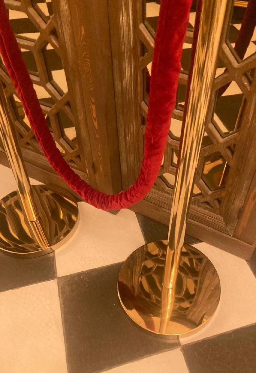 Casa Padrino barrera VIP de lujo oro / rojo burdeos ? 32 x A. 106 cm - Soportes de barrera con cuerda - Accesorios para hoteles - Accesorios para restaurantes - Colecci¨®n de lujo