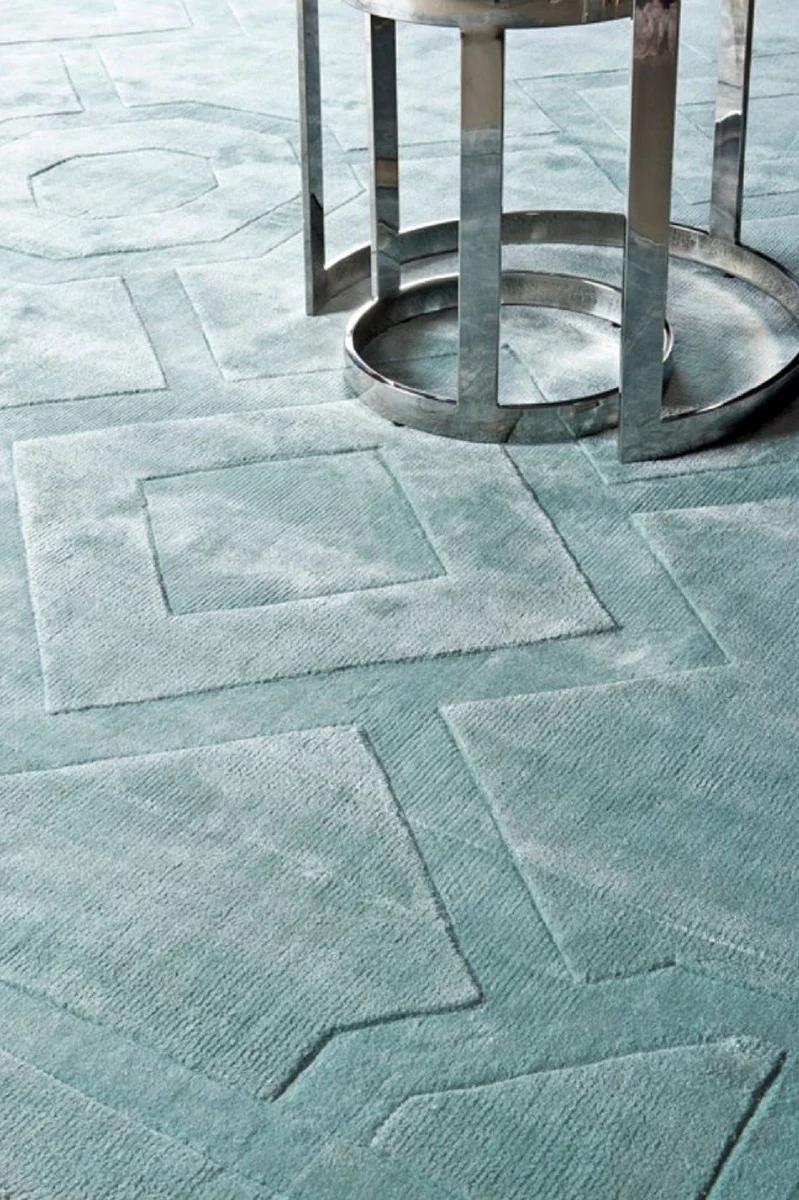 Casa Padrino alfombra de viscosa de lujo agua azul - Varios Tamaños - Calidad de Lujo