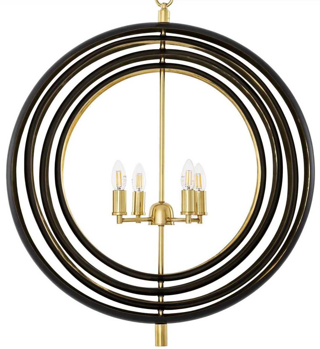 Casa Padrino lámpara de araña de lujo negro / latón 71 x 63 x A. 84 cm - Lámpara de araña moderna para hotel y restaurante - Colección de Lujo