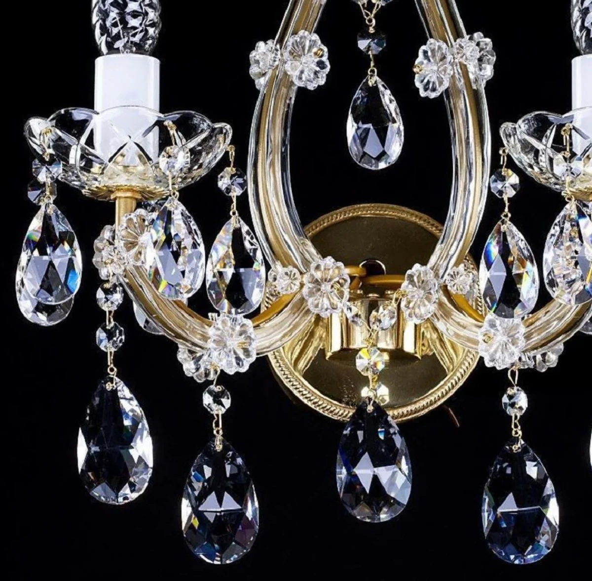 Casa Padrino lámpara de pared doble de cristal barroco de lujo oro 33 x 17 x A. 38,5 cm - Magnífica lámpara de pared con cristal de Bohemia - Noble & Magnífica