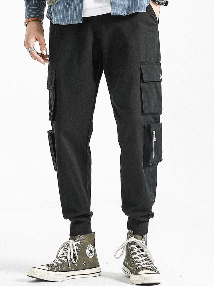 Drawstring Elastic Waist Cargo Joggers