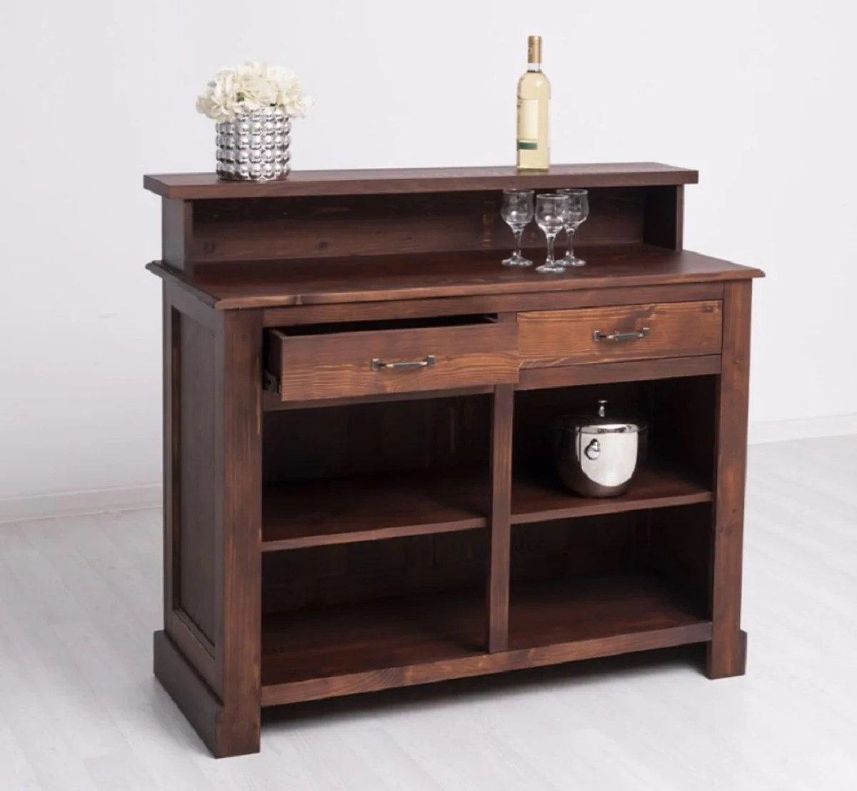 Casa Padrino barra de bar de estilo campestre marr¨®n 120 cm - Mueble bar