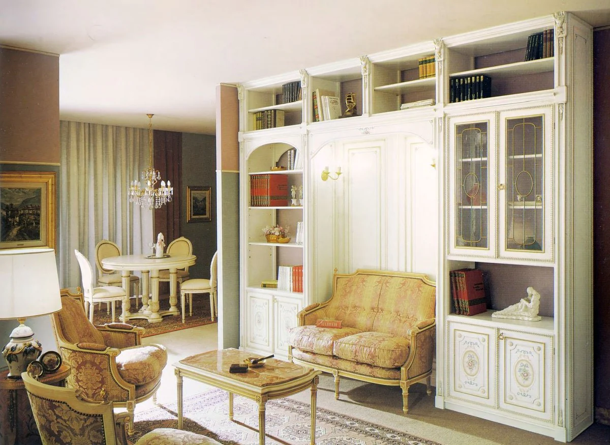 Casa Padrino gabinete barroco de lujo blanco / multicolor / oro - Gabinete de sal¨®n barroco de madera maciza - Muebles de sal¨®n barrocos - Calidad de Lujo - Hecho en Italia