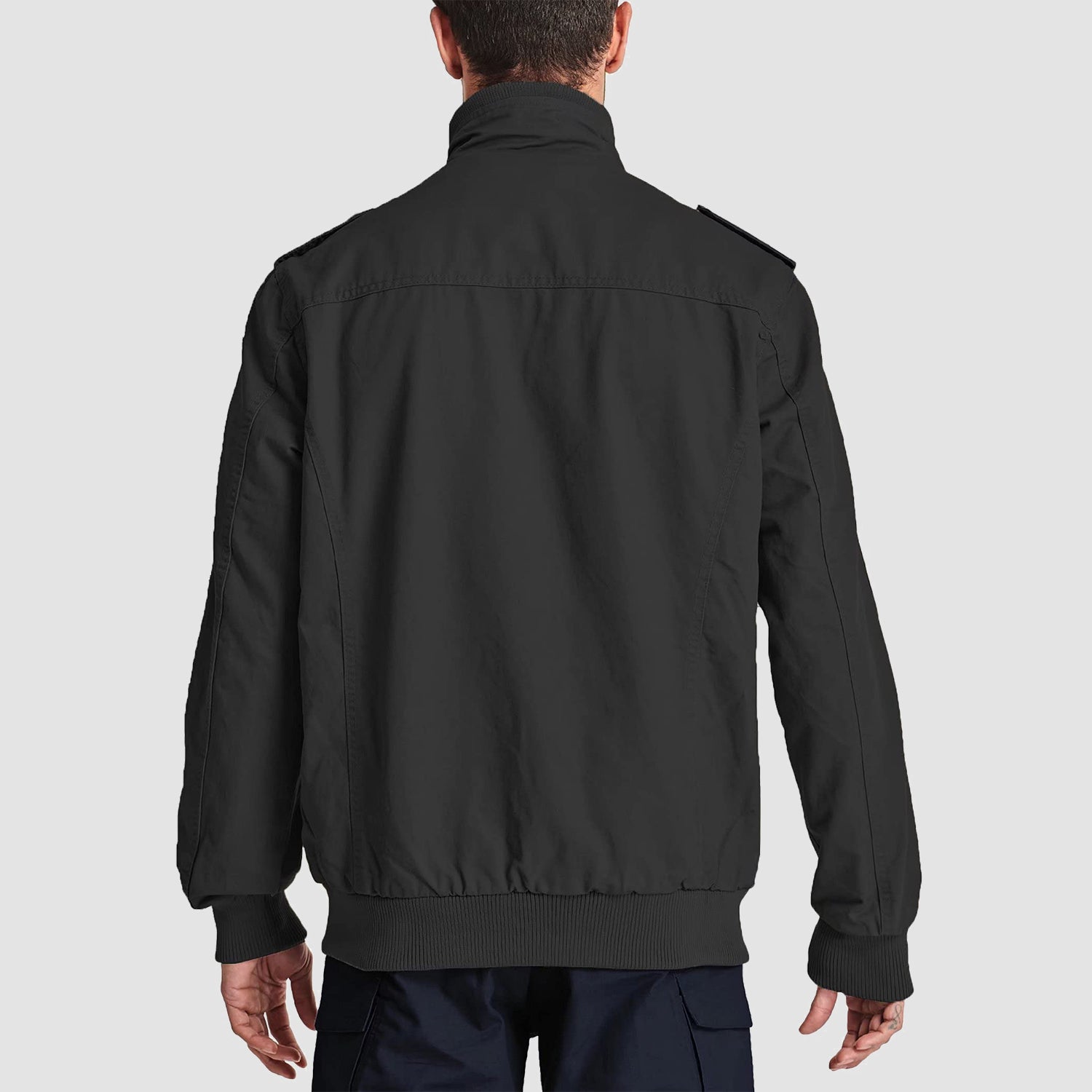 Men's Casual Jacket Lightweight Tactical Cargo Jackets Stand Collar Combat Jacket