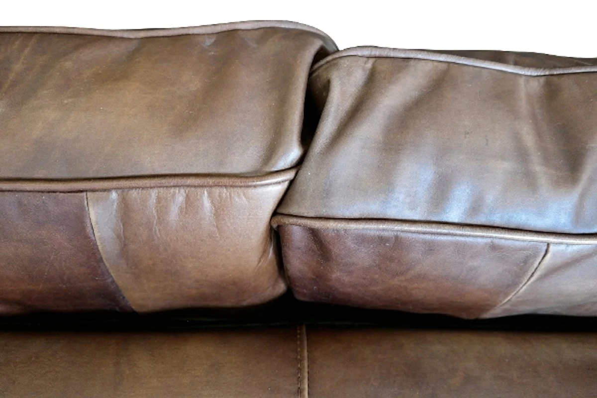 Casa Padrino genuine leather 2 seater sofa brown 182 x 100 x H. 89 cm - Luxury Living Room Furniture