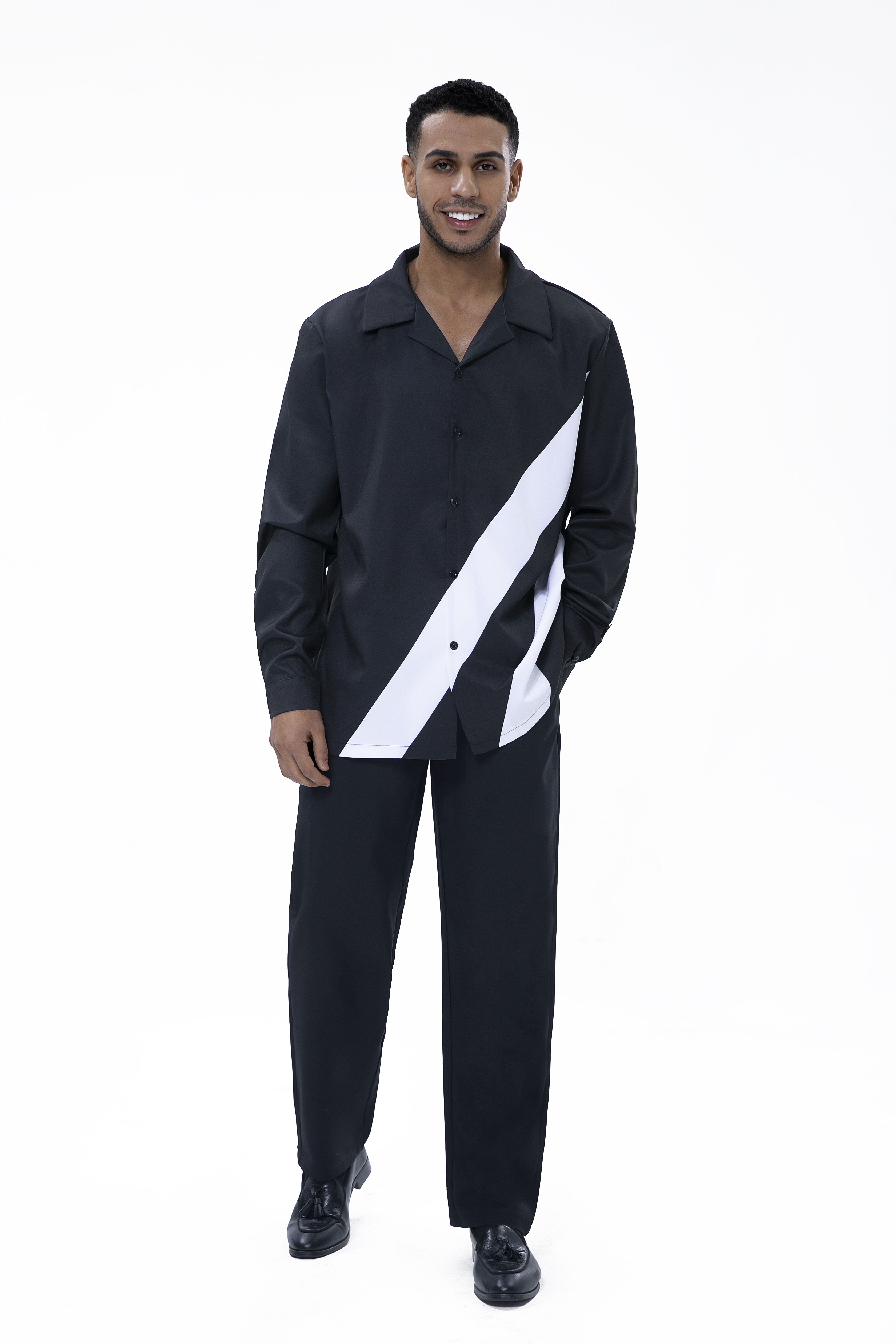 Suitmens Black Walking Suit 2 Piece Long Sleeve Set