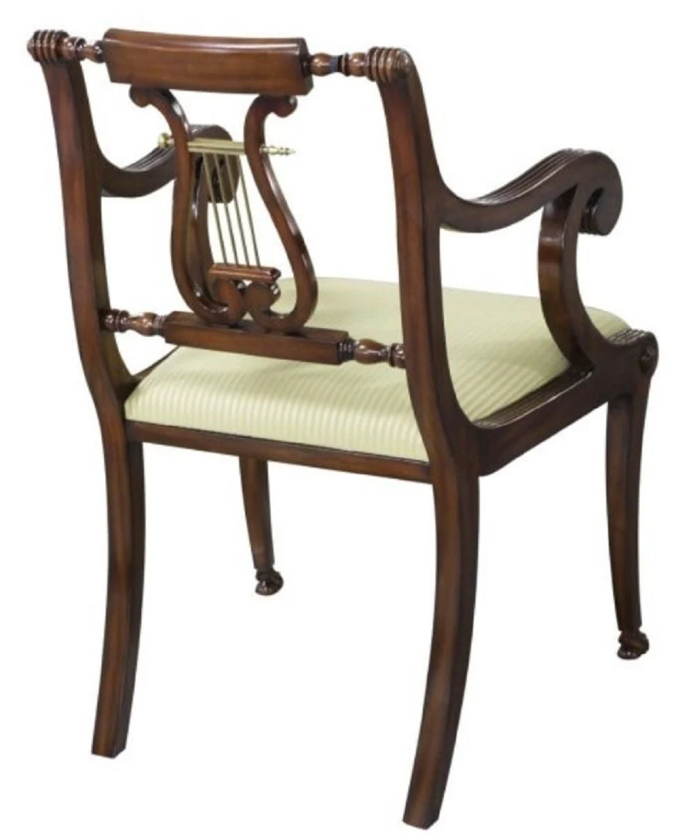 Casa Padrino silla de comedor barroco de lujo con reposabrazos marrón / oro 59 x 59 x H. 88 cm - Muebles de Comedor