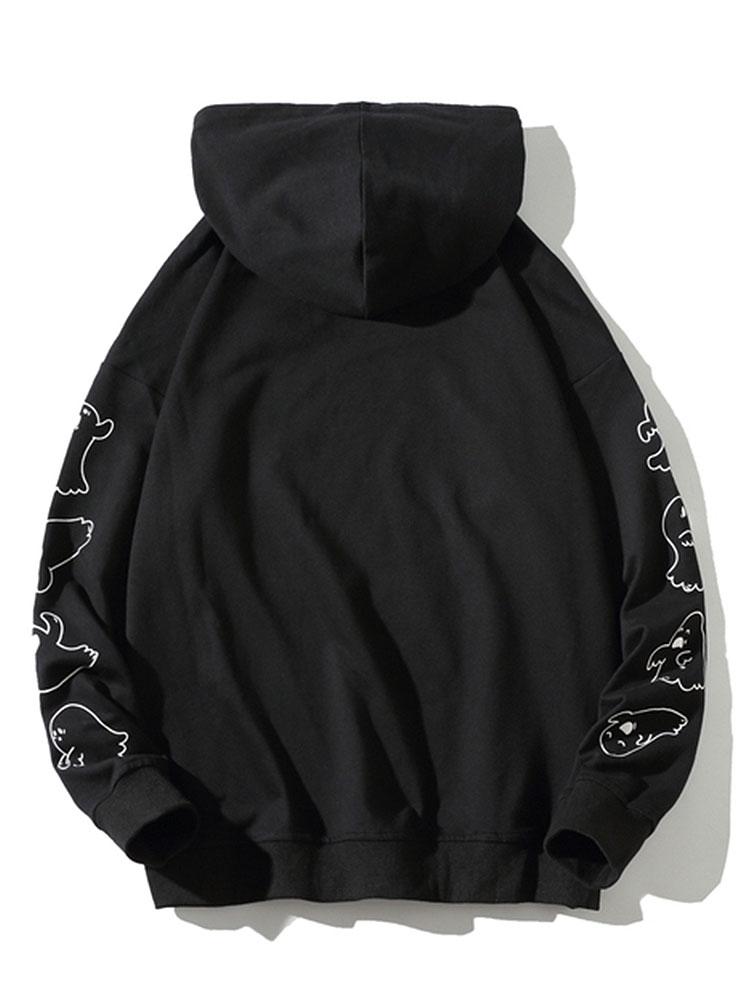 Relax Fit Ghost Print Hoodie