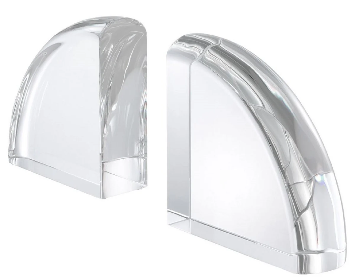 Casa Padrino conjunto de sujetalibros de lujo de cristal de vidrio 22 x 7,5 x H. 22,5 cm - Accesorios Decorativos de Lujo