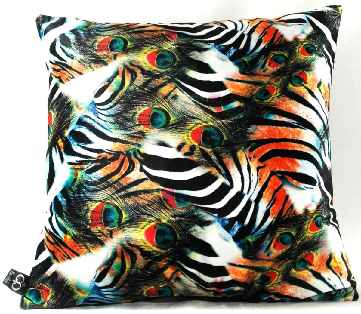 Casa Padrino Almohada de Lujo África Safari Multicolor 45 x 45 cm - Elegante Almohada Decorativo Hecho de la Mejor Tela de Terciopelo