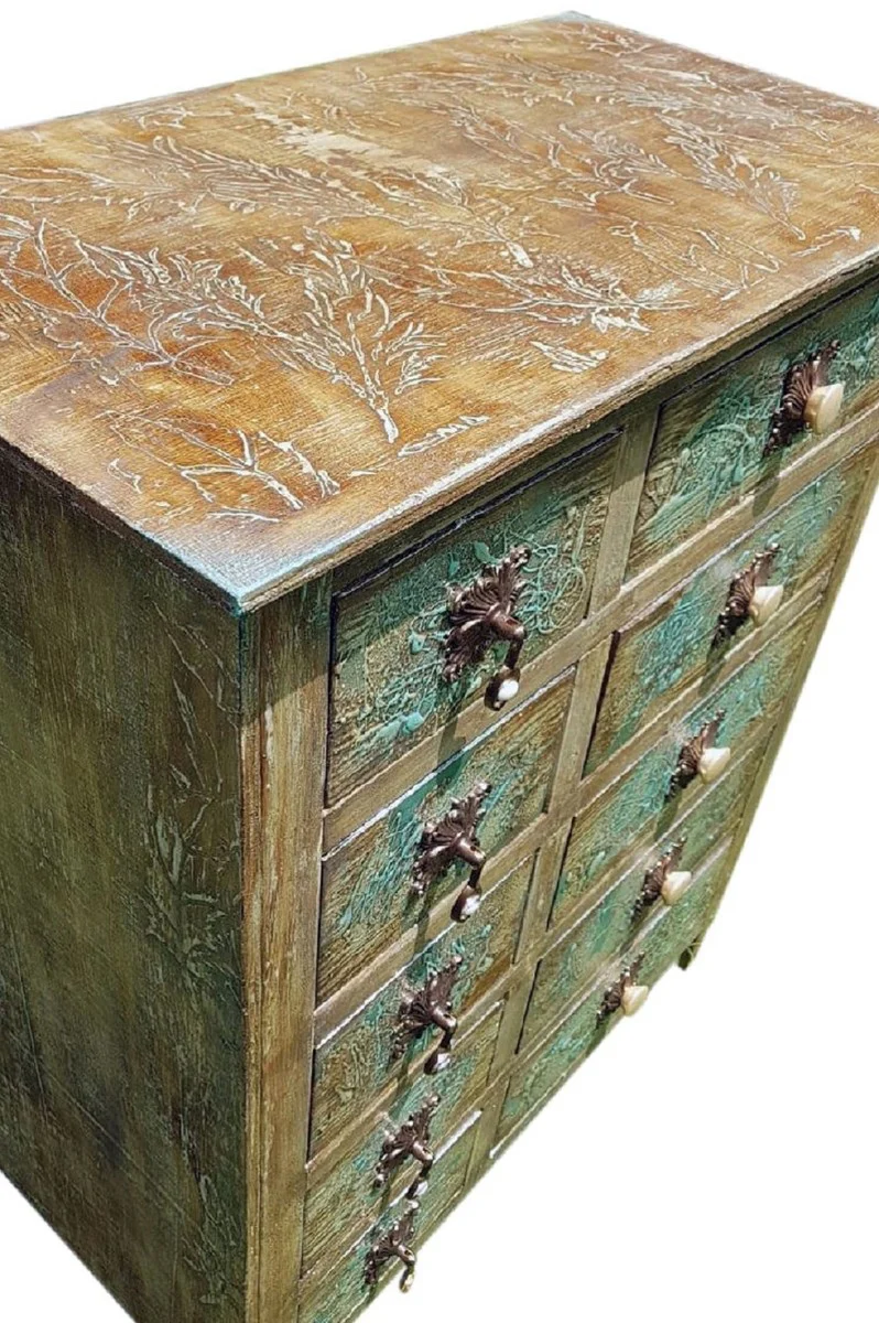 Casa Padrino c¨®moda de estilo campestre de lujo multicolor antiguo - Gabinete de madera maciza hecho a mano con 10 cajones - Muebles de Estilo Campestre