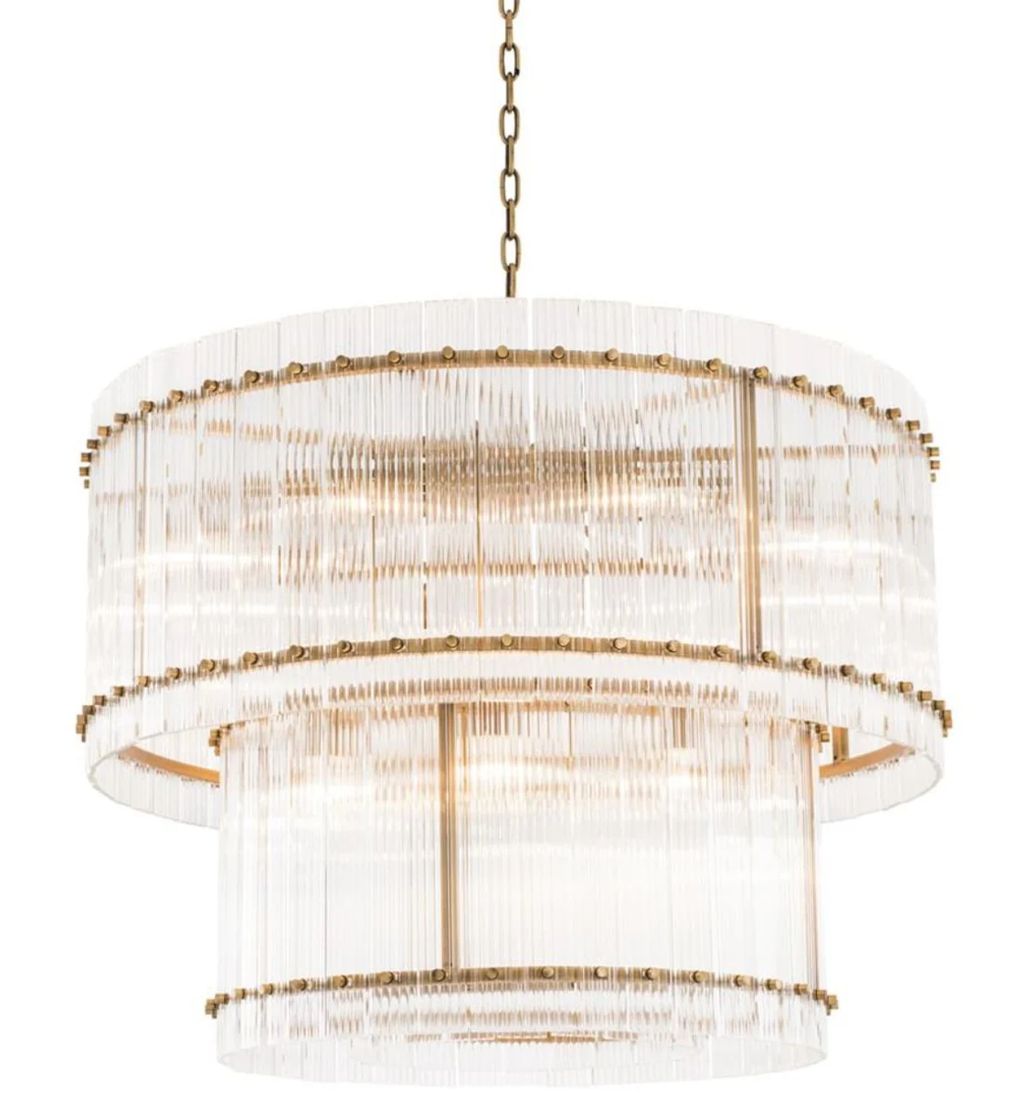 Casa Padrino Araña Latón Antiguo Ø 93 x H. 70 cm - Araña Redonda de Lujo