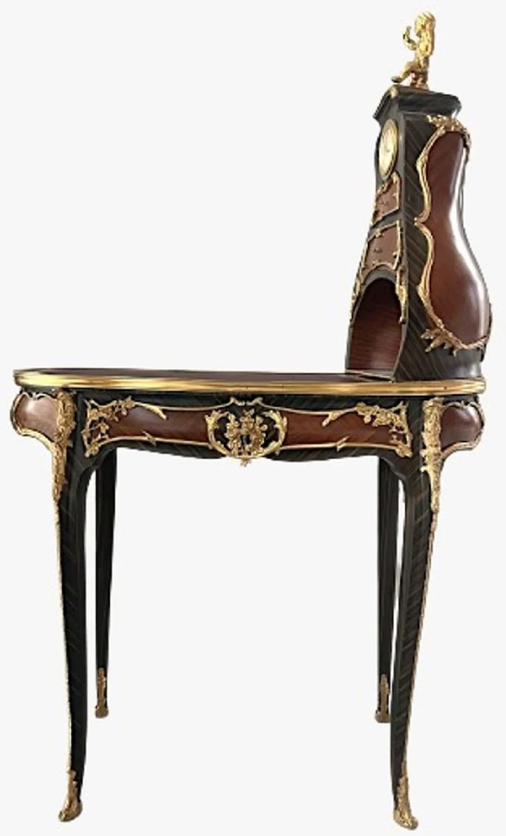 Casa Padrino secretaria barroco con reloj marr¨®n / oro - Magn¨ªfico escritorio de estilo barroco - Muebles de oficina barrocos - Muebles de oficina de estilo barroco - Muebles de estilo barroco