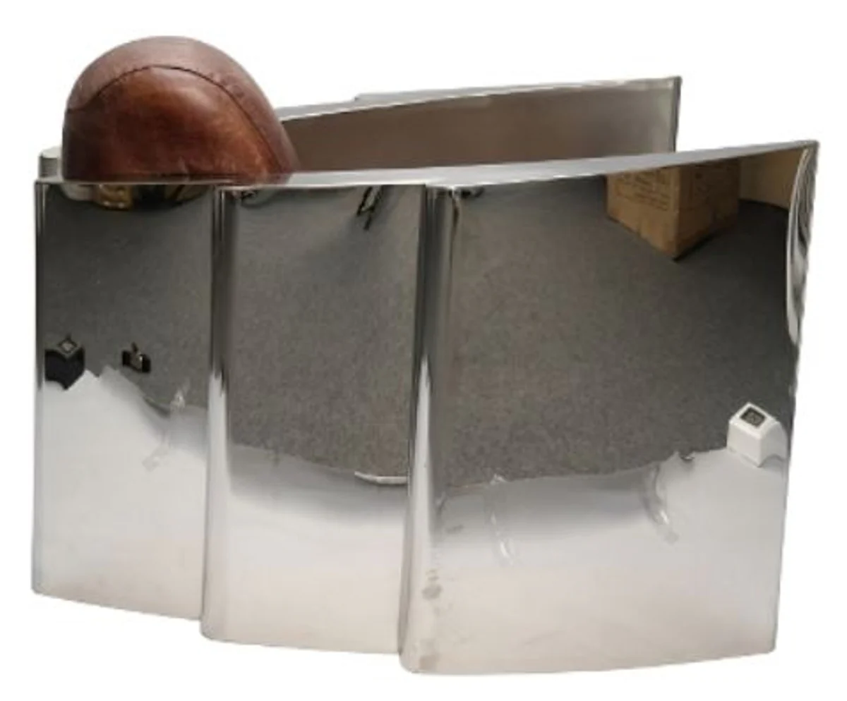 Casa Padrino Genuine Leather Club Armchair Vintage Brown / Silver 68 x 89 x H. 73 cm - Luxury Quality