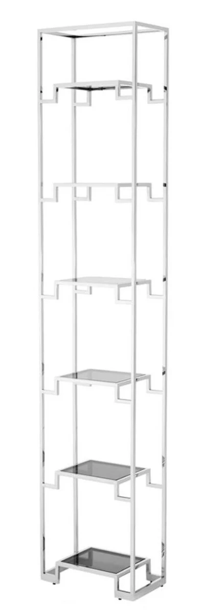 Casa Padrino armario de estanter¨ªa plata / negro 45,5 x 25,5 x H. 221 cm - Mueble de Sala de Estar de Lujo