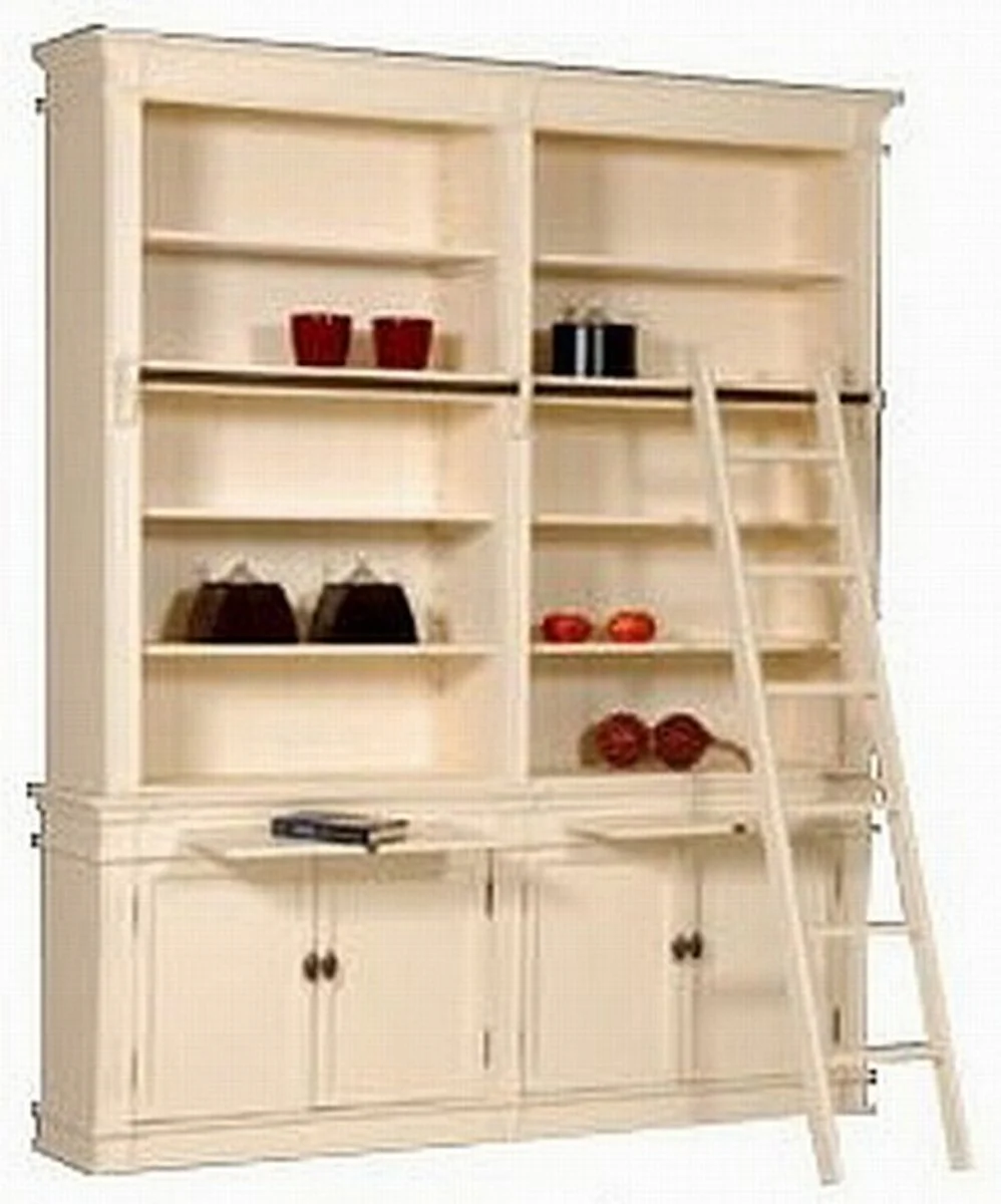 Casa Padrino bookshelf country-style (B 200 x T 36 x H 240) with conductors (H 200 cm) white antique look - shabby-chic rack cabinet, bookcase