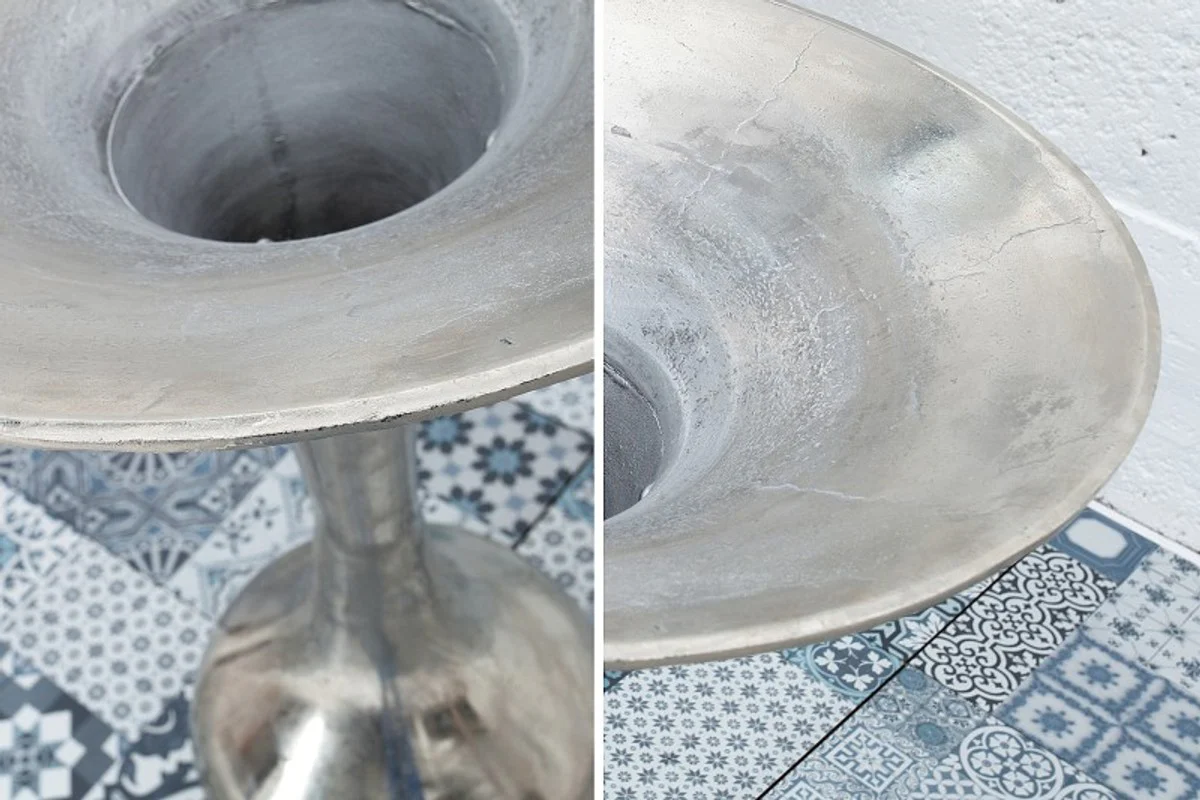 Casa Padrino Antique Style Baroque Flower Florero Raw Aluminium 90cm - Macetero - Decoración del hotel - Flower Florero Stand Florero