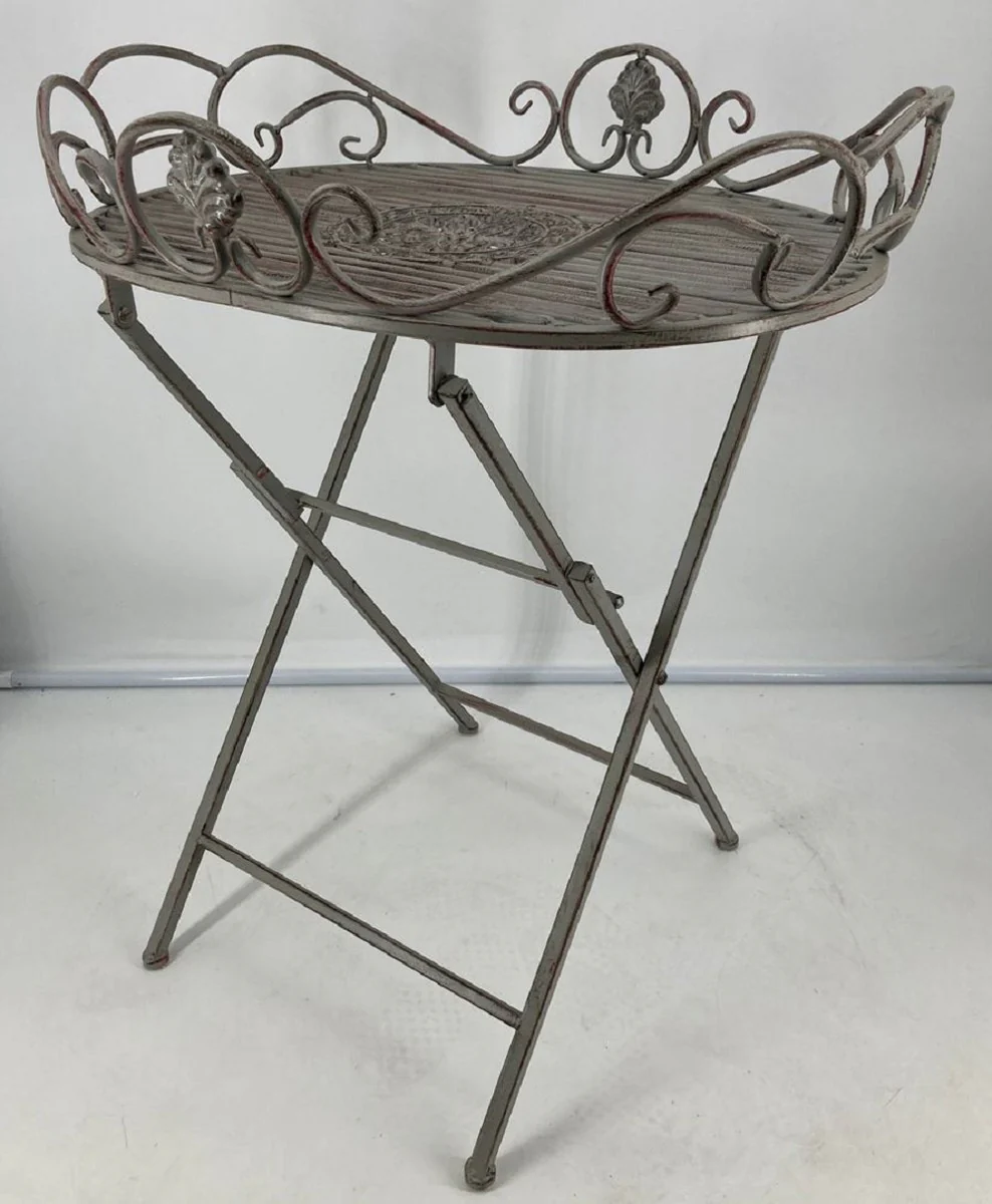 Casa Padrino mesa de jardín Art Nouveau gris antiguo 62 x 49 x A. 70 cm - Mesa de metal Nostalgic - Muebles de Jardín y Terraza de Metal Nostalgic