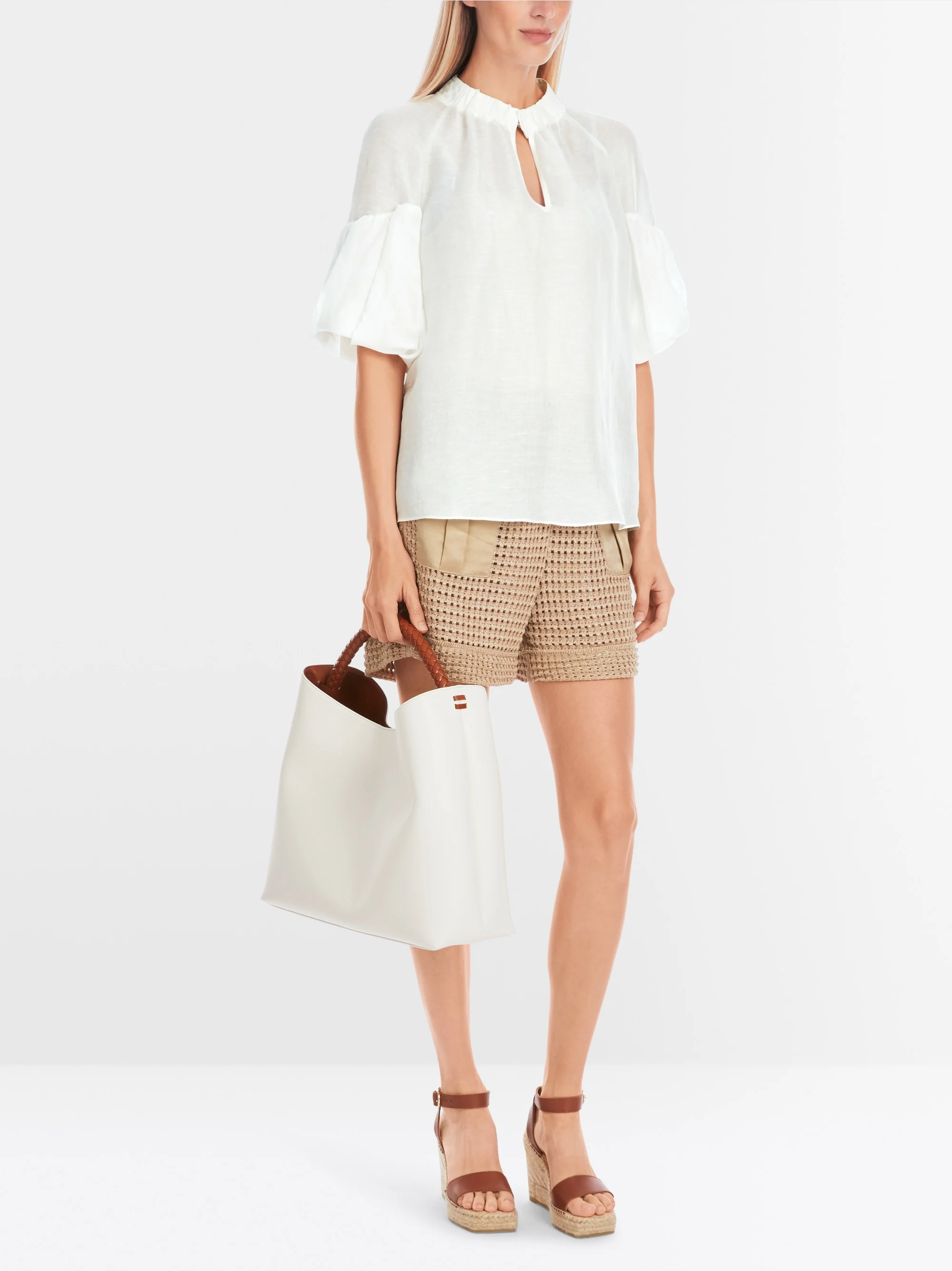 Marc-Cain Plain blouse with balloon sleeves