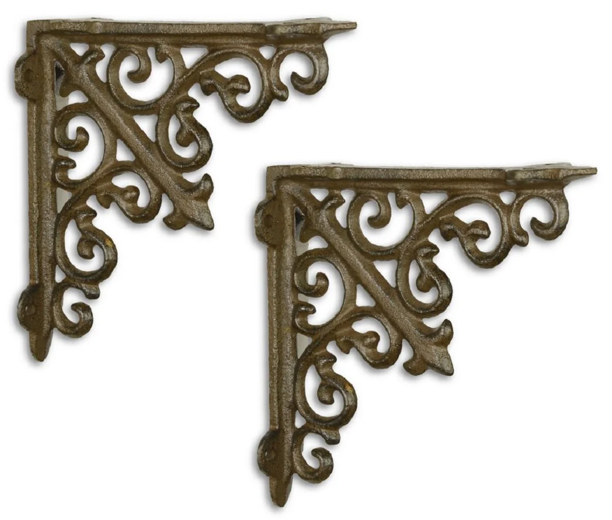 Casa Padrino Conjunto de Soporte de Pared Art Nouveau Marrón Antiguo 14 x H. 14 cm - Accesorios de Decoración de Pared Barroco y Art Nouveau