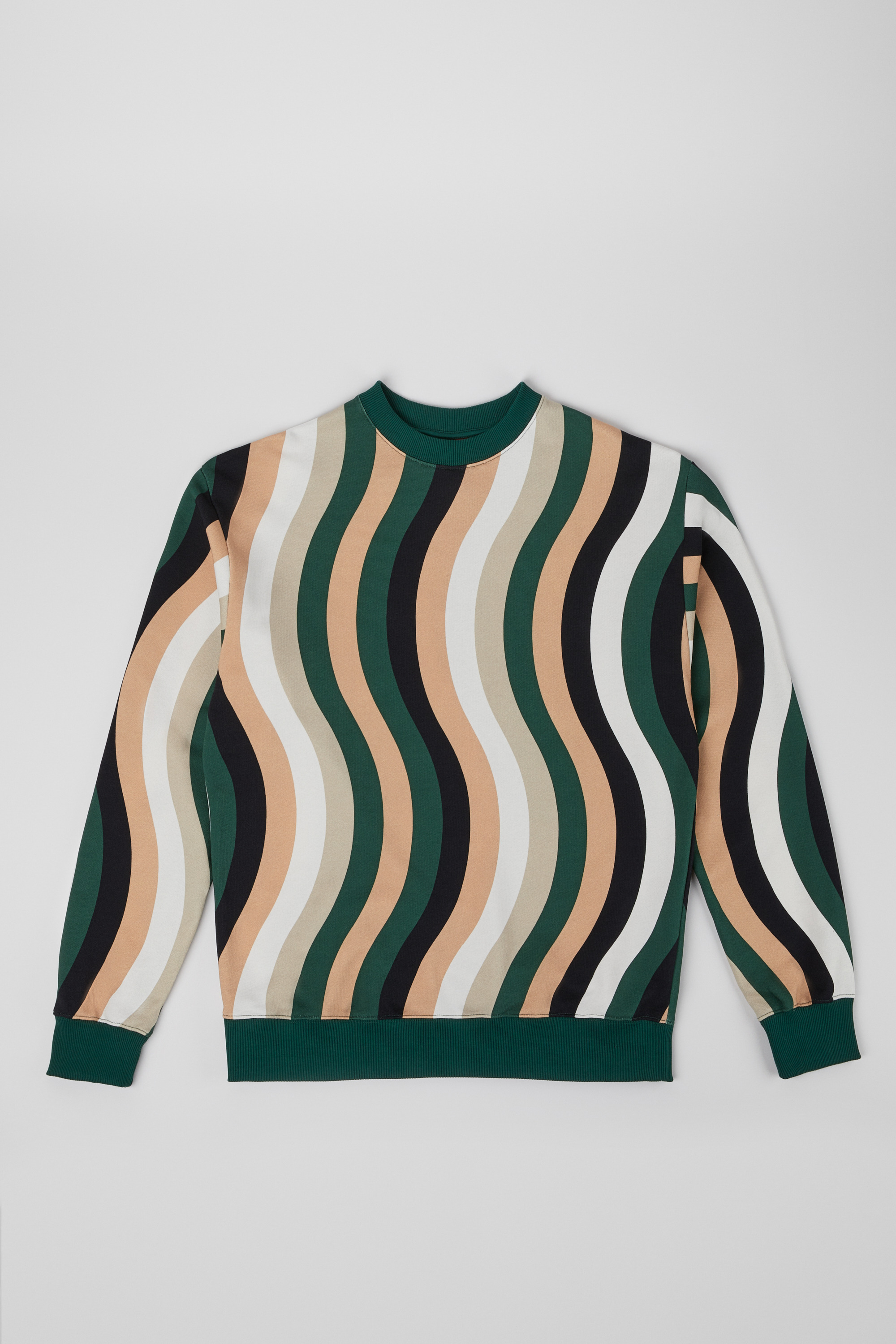 Sweatshirt - White, green, and beige organic cotton sweater