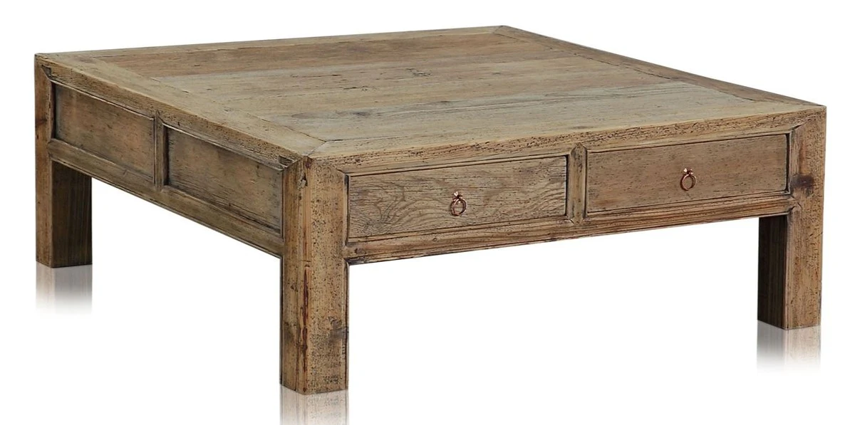 Casa Padrino mesa de centro de lujo con 4 cajones colores naturales 100 x 100 x H. 38 cm - Mesa de la Sala