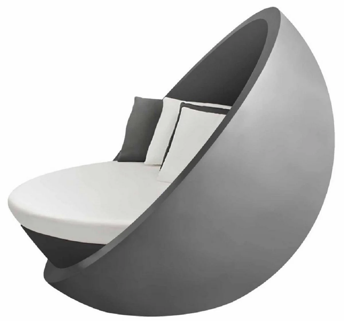 Casa Padrino isla tumbona de diseño gris mate / blanco 140 x 130 x A. 122 cm - Isla de sol resistente a la intemperie - Muebles de hotel de terrazas de jardín - Calidad de Lujo