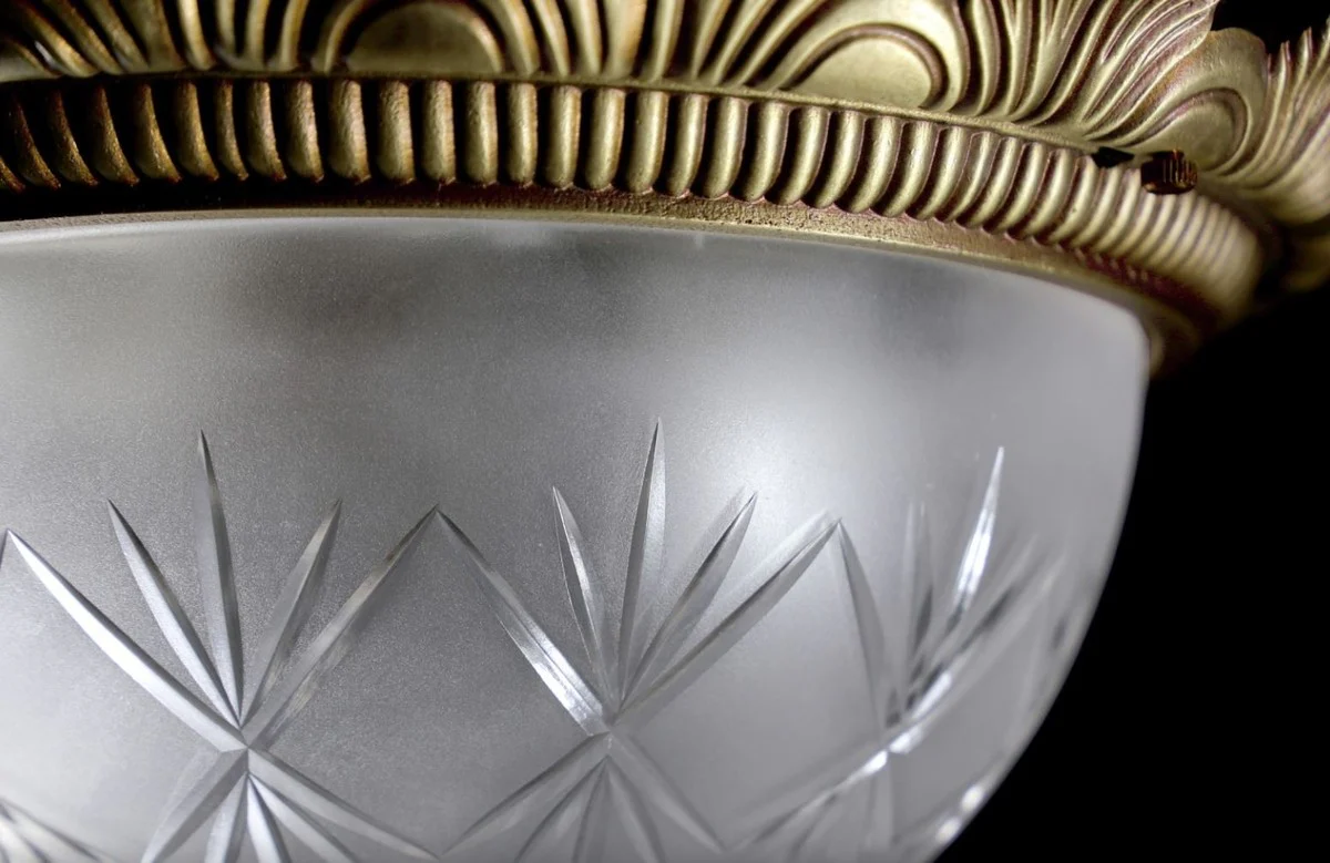 Casa Padrino lámpara de techo barroco de lujo latón con pátina Ø 37 x A. 21 cm - Lámpara de techo redonda de estilo barroco - Luces barrocos