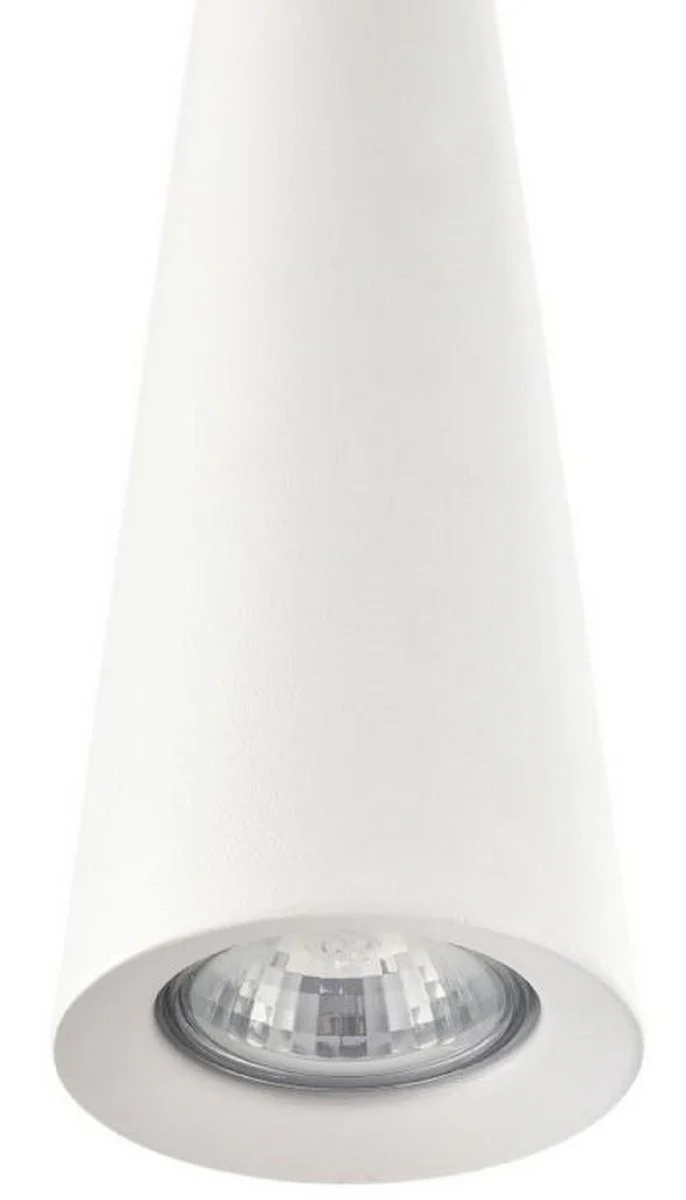 Casa Padrino lámpara colgante de lujo blanco / plata Ø 10 x H. 158 cm - Lámpara Colgante Redonda de Metal